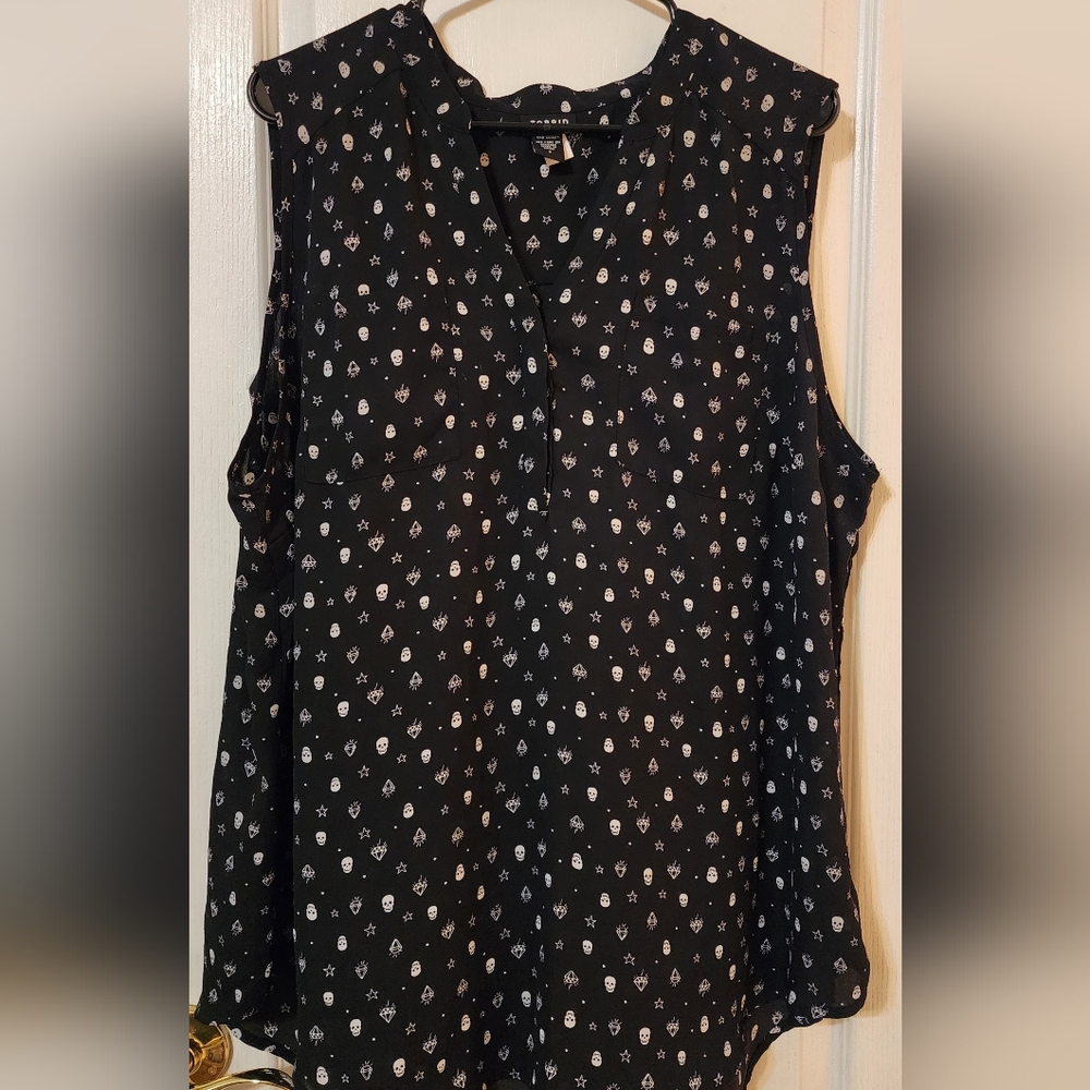 Torrid Chiffon Skull Swing Tank